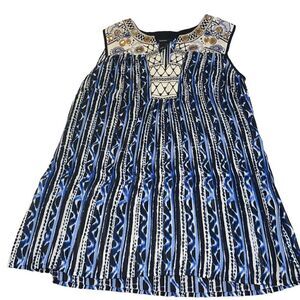 Alfani Blue & White Sheer‎ Embroidered Tank Top - Size 8